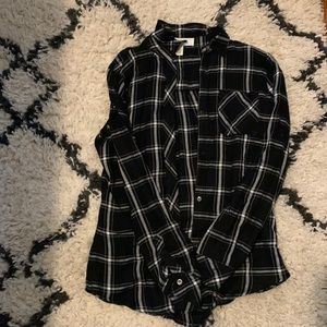 Black and white plaid button up shirt - size XS